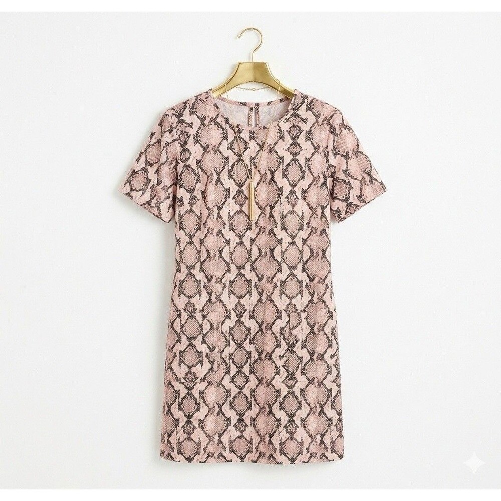 New Michael Kors Women Dress Size XL Snakeskin Print Short  Sleeve Pink Black